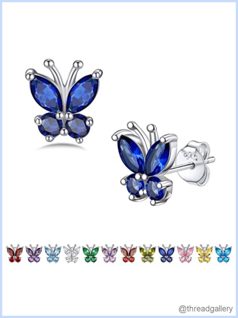 Sterling Silver Butterfly Stud Earrings Hypoallergenic Birthstone Jewelry Gift